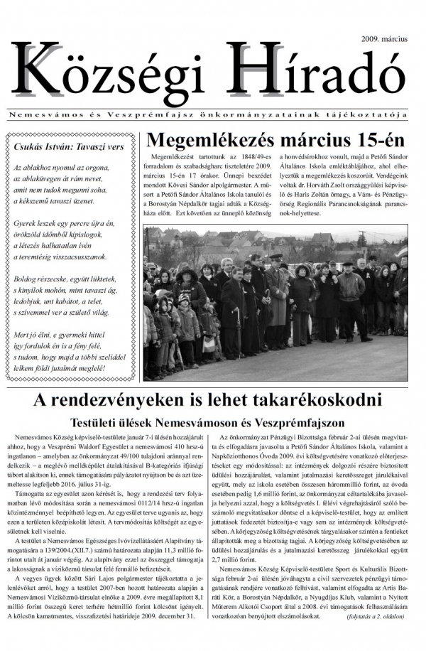 2009. márciusi Községi Híradó